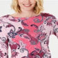 Charter Club Women's Printed Cotton 3/4 Sleeve Top Pink Size Medium