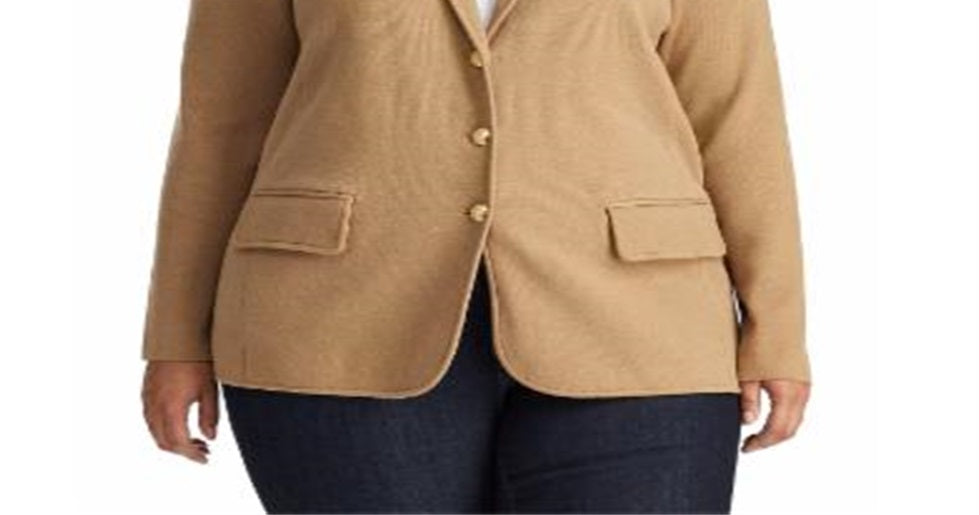 Ralph Lauren Women's Plus Sweater Knit Blazer Brown Size 1X