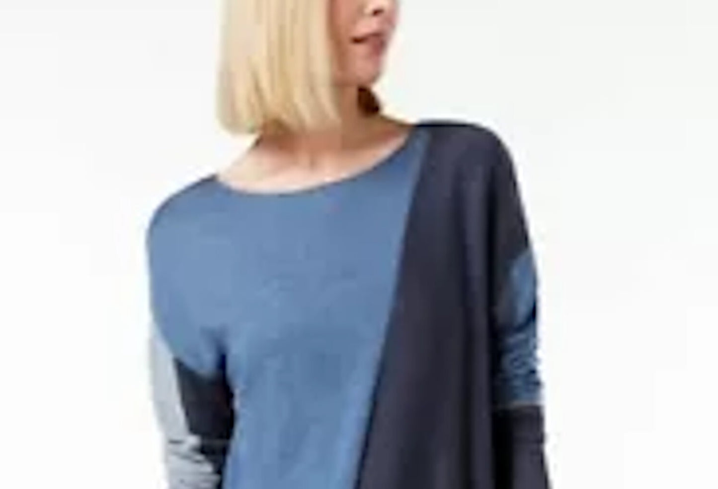 INC International Concepts Women's Colorblocked Sweater Blue Size Petite Small