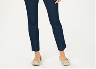 Charter Club Women's Newport Tummy Control Slim Fit Pants Blue Size 4