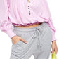 Free People Women's Prarie Henley Top Pink Size L