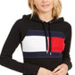 Tommy Hilfiger Women's Sport Flag Panel Hoodie Black Size S