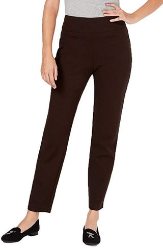 Charter Club Women's Pull on Ponte Knit Pants Brown Size 4 Petite