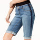 INC International Concepts Women's Contrast Trim Cuffed Denim Shorts Blue Size 8 Petite