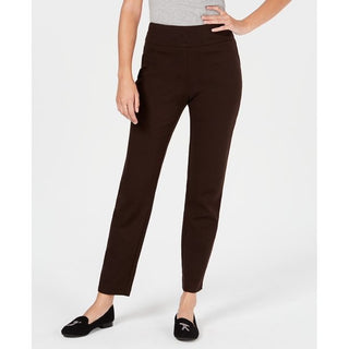 Charter Club Women's Pull on Ponte Knit Pants Brown Size 14 Petite