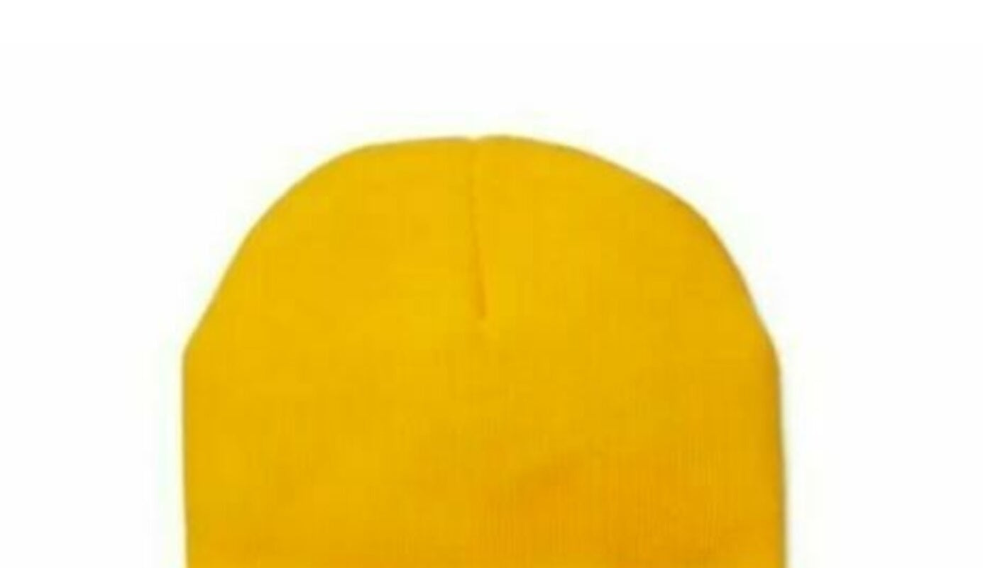 DKNY Men's Acrylic Fitted Logo Accent Winter Beanie Hat Cap Yellow Size Regular