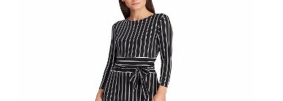 Ralph Lauren Women's Striped Jersey Dress Black Size 16