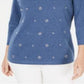 Karen Scott Women's Cotton Grommet Top Blue Size Medium