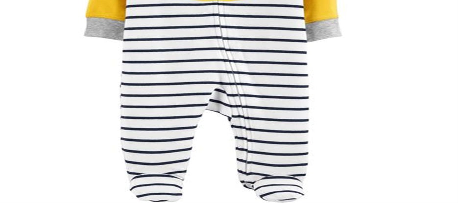 Carter's Boy's Footed Sleep & Play White / Yellow Size 9MOS
