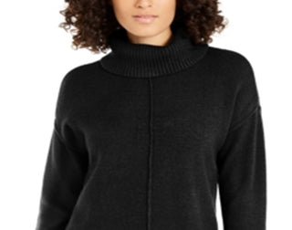 Alfani Women's Dropped Shoulder Turtleneck Sweater Black Size X-Large