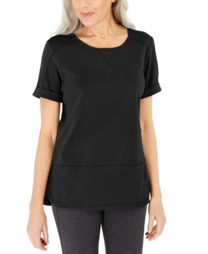 Karen Scott Women's Cotton Topstitched Top Black Size Large