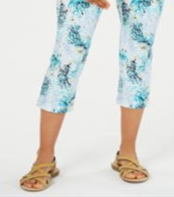 Charter Club Women's Printed Capri Pants Blue Size 4 Petite