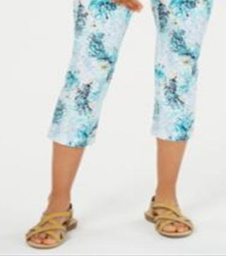Charter Club Women's Printed Capri Pants Blue Size 4 Petite