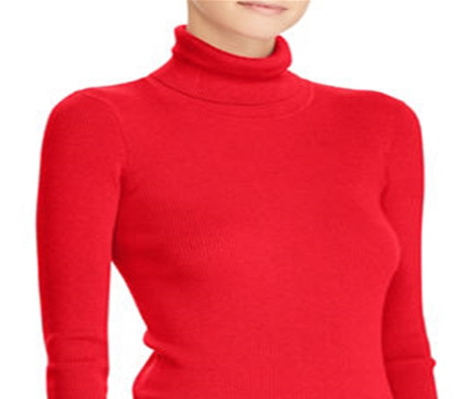 Ralph Lauren Women's Ribbed Turtleneck Sweater Red Size XL