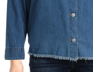 Levi's Women's Long Sleeve Collared Button up Top Blue Size 1X