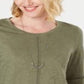 Style & Co Women's Crochet Trim Bell Sleeve Top Green Size Medium