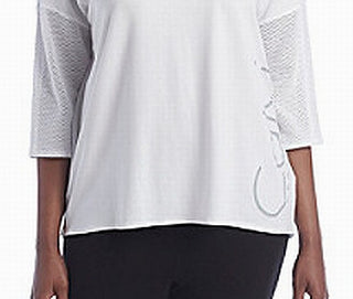Calvin Klein Women's Plus Dolman Sleeve Logo T-Shirt White Size 3X
