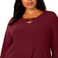Alfani Women's Plus Hi Low Keyhole Blouse Berry Size 0X
