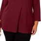 Alfani Women's Plus Hi Low Keyhole Blouse Berry Size 0X