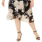 Calvin Klein Women's Plus Ruffled Floral Skirt Latte Black Size 16W