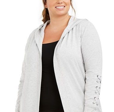 Ideology Women's Hooded Cardigan Gray Size 2X