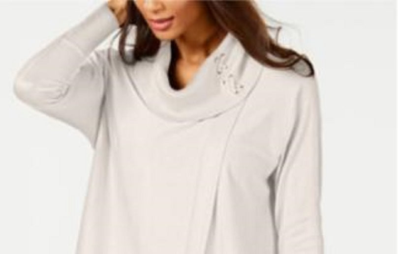 JM Collection Women's Faux Wrap Cowl Neck Sweater Brown Size X-Large