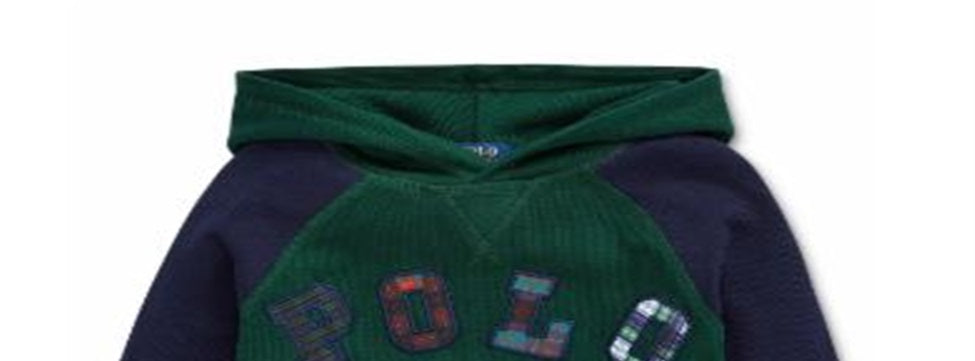 Ralph Lauren Toddler Boy's Knit Waffle Hooded Thermal Green Size 4T