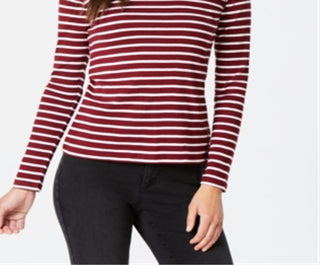 Charter Club Women's Metallic Stripe Top Red Size X-Small