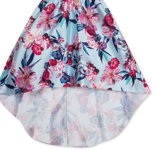 Rare Editions Big Girl's Floral Print High Low Dress Blue Size 7