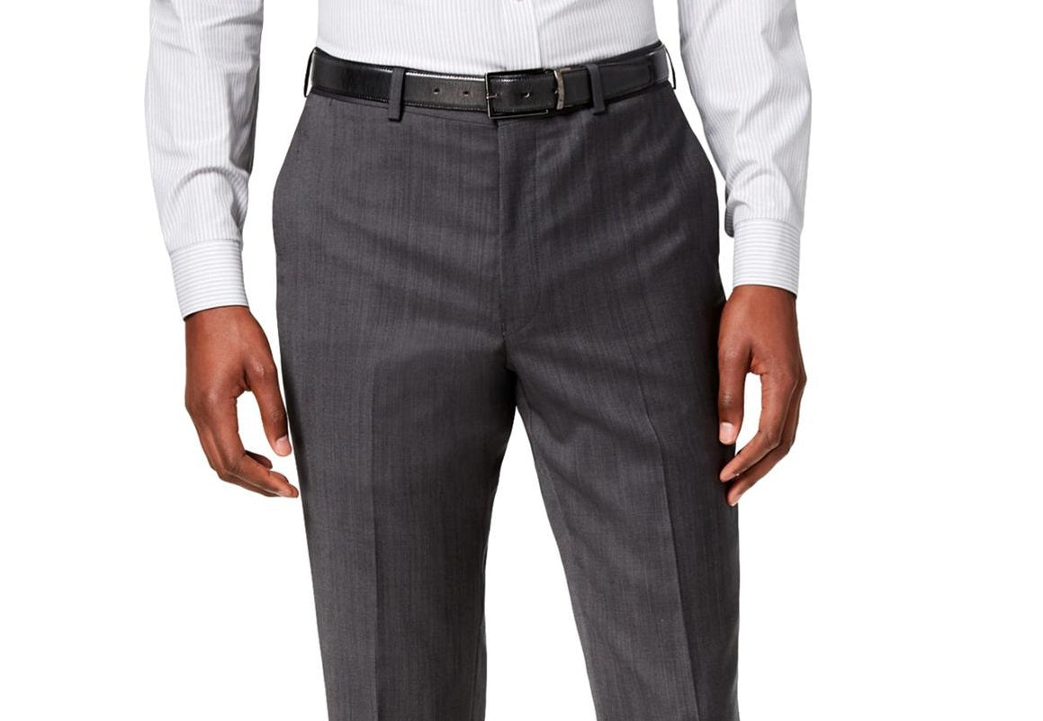 DKNY Men's Dean Modern Fit Tapered Suit Pants Black Size 38X30