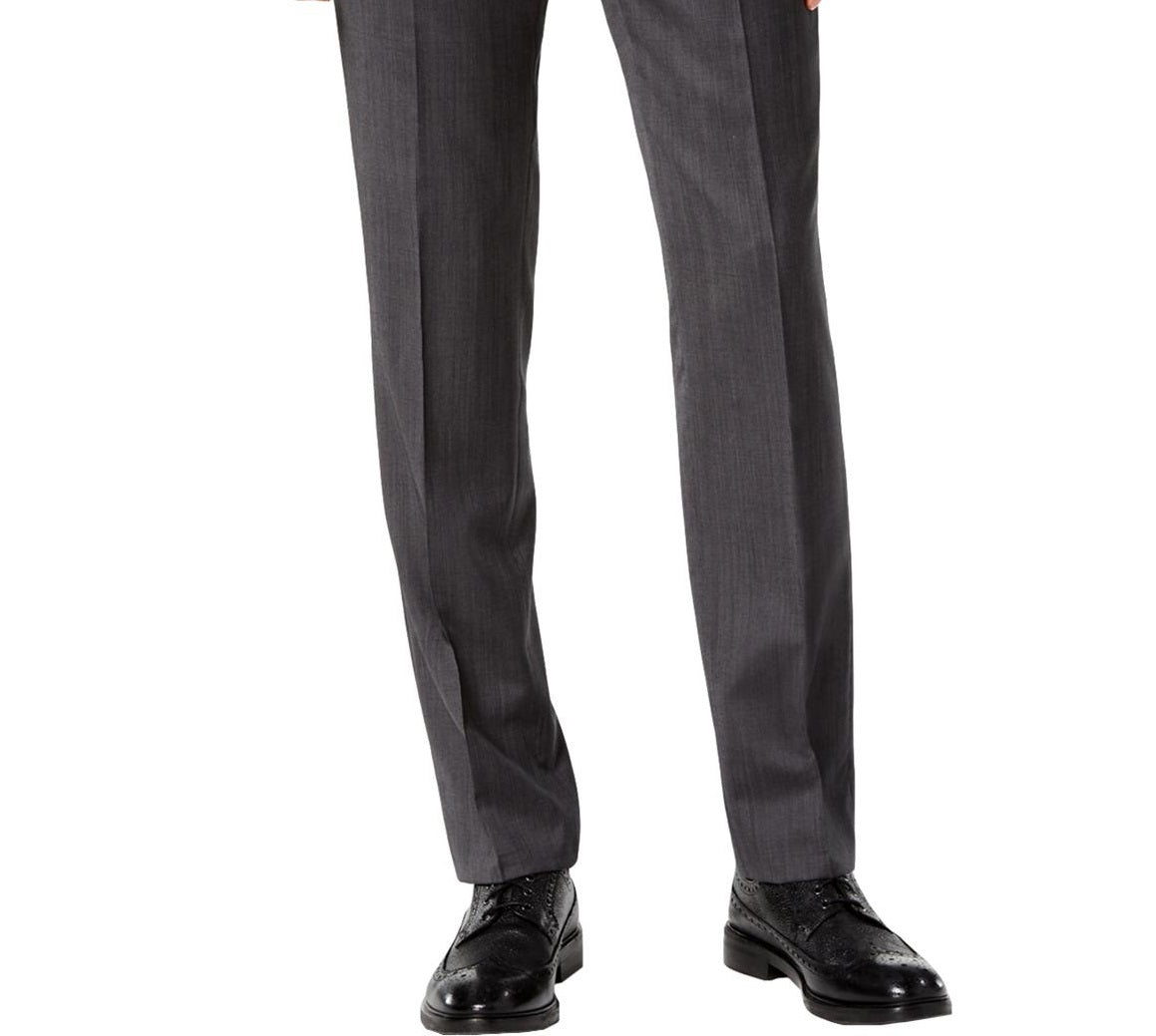 DKNY Men's Dean Modern Fit Tapered Suit Pants Black Size 38X30
