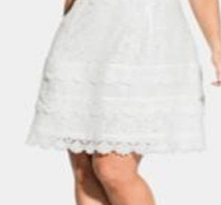 City Chic Women's Plus Tiered Lace Dress White Size 20W
