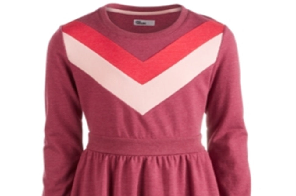Epic Threads Big Girl's Chevron Sweatshirt Dress Red Size Large