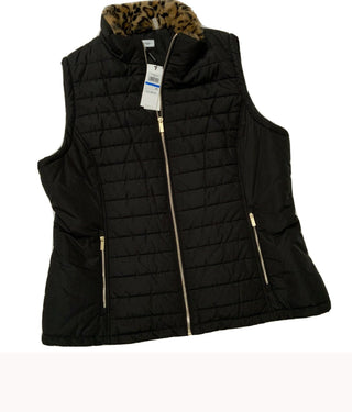 Calvin Klein Women's Fur Collar Vest Black Size M