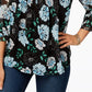 Charter Club Women's Printed Pintucked Top Black Size Large