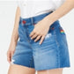 INC International Concepts Women's Rainbow Raw Hem Jean Shorts Blue Size 12