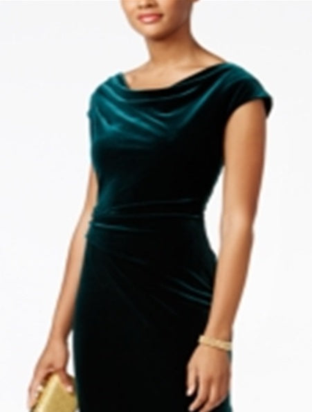 Vince Camuto Women's Velvet Cutout Back Gown Green Size 4