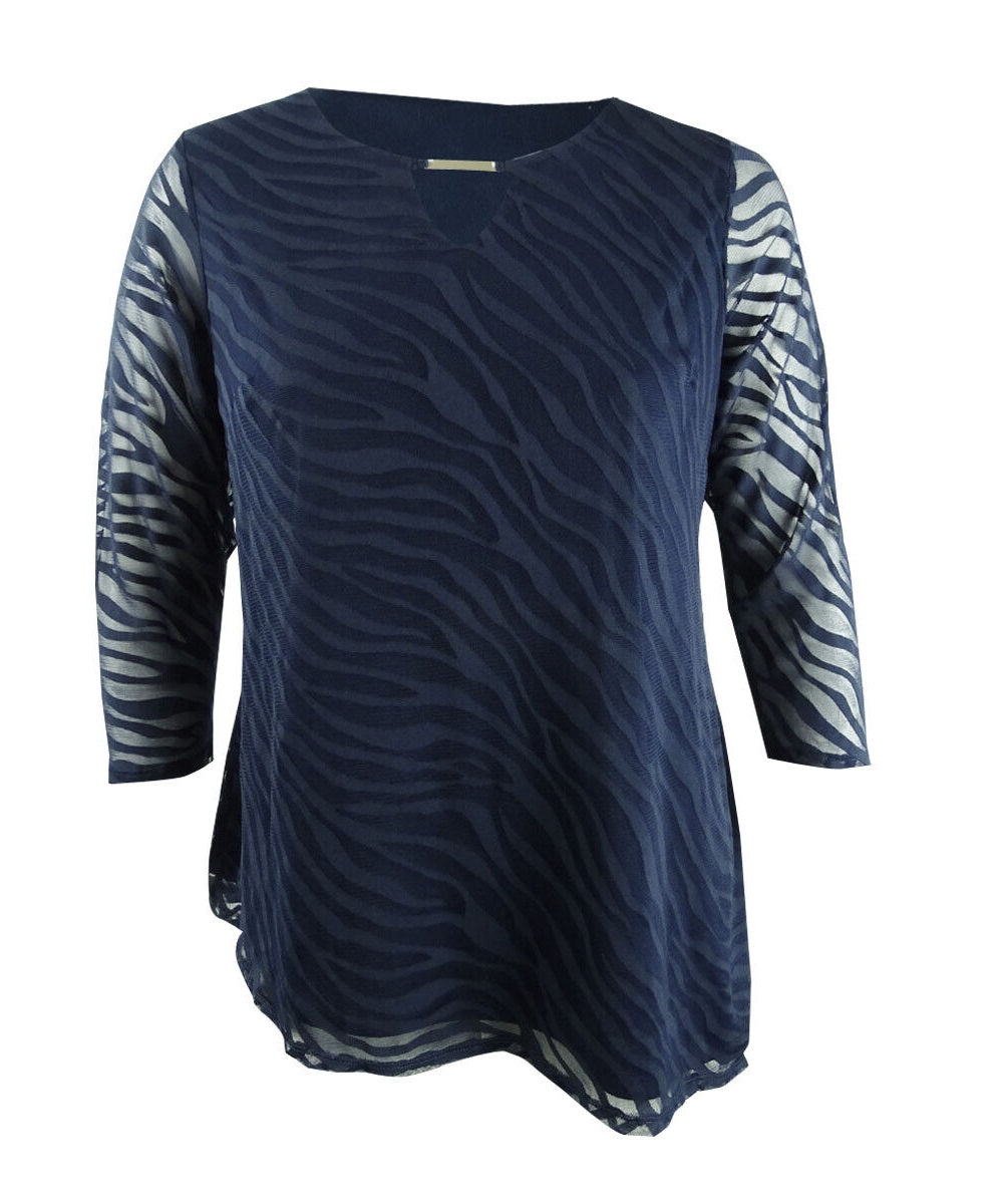 JM Collection Women's Burnout Tunic Blue Size XX-Large