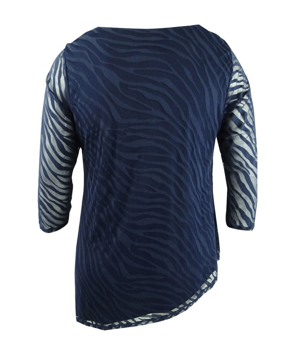 JM Collection Women's Burnout Tunic Blue Size XX-Large