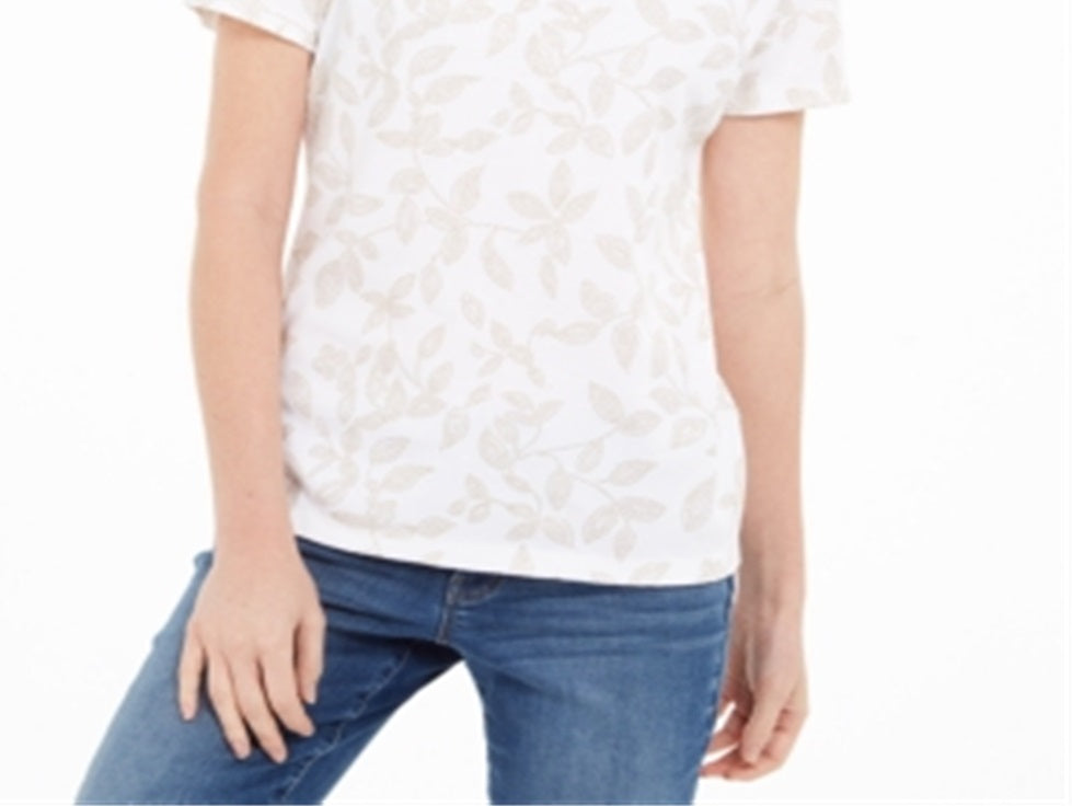 Karen Scott Women's Embellished Vine T-Shirt White Size Large