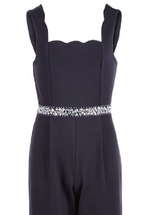 Monteau Big Girl's Embellished Jumpsuit Blue Size Medium