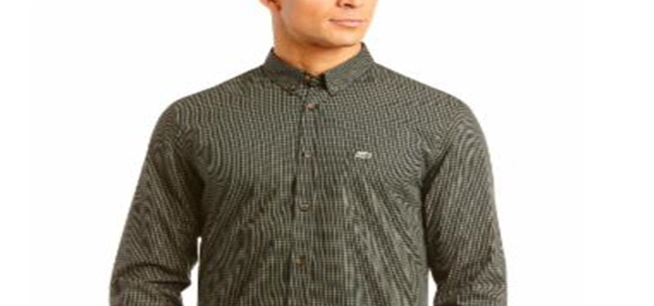 Lacoste Men's Regular Fit Gingham Check Poplin Shirt Green Size 2XL