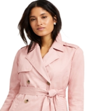 Charter Club Women's Classic Solid Trench Coat Pink Size XX-Large
