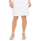 Charter Club Women's Button Front Knee Length Denim Skirt White Size 4