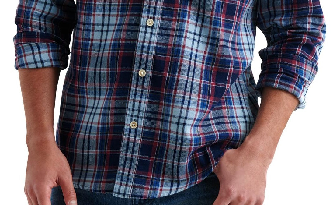 Lucky Brand Men's Plaid Classic Fit Button Down Shirt Navy Size M