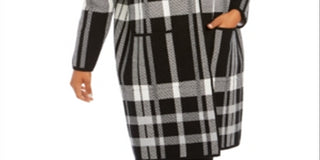Charter Club Women's Petite Plaid Hooded Coat Black Petite XL