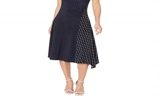 Ralph Lauren Women's Polka Dot Stretch Jersey Dress Blue Size X-Large