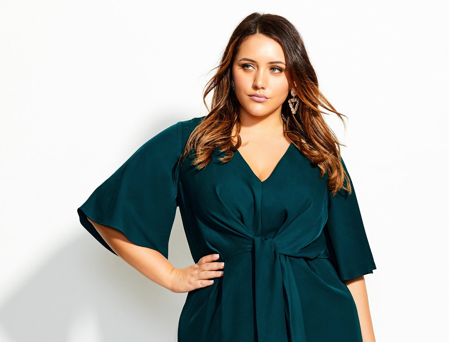 City Chic Women's DRESS KNOT FRONT Teal Size 22W