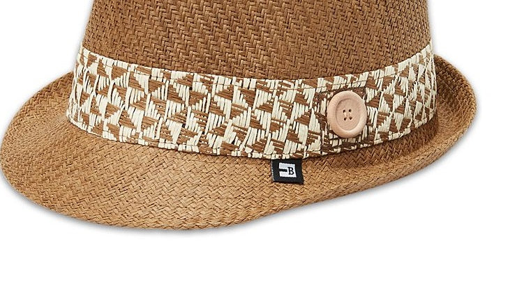 B Block Headwear Men's Straw Fedora Brown Size Regular