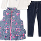 Kids Headquarters Little Girl's 3 Pc Houndstooth Vest T-Shirt & Denim Leggings Set Blue Size 6X